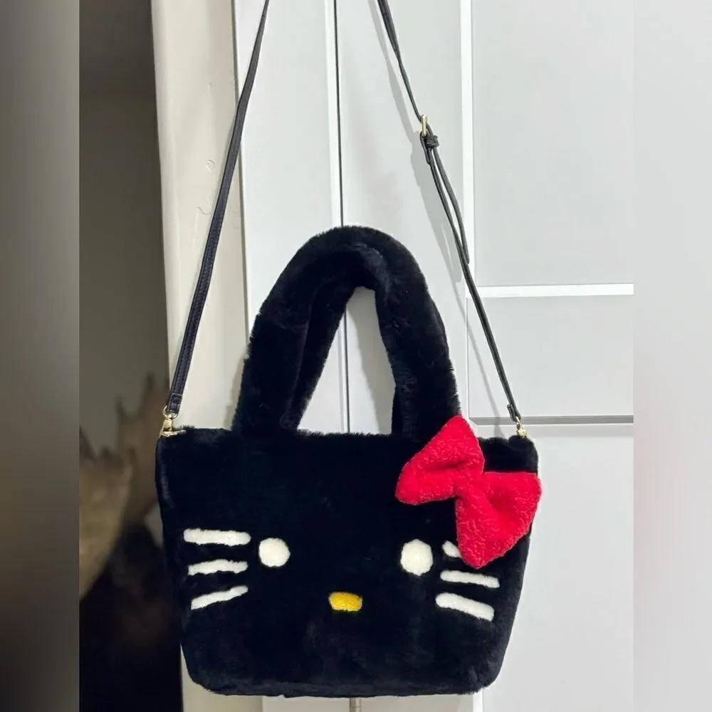Colorblock Handmade Real Shearling Kitty Cat Large Tote/Shoulder Bag/Crossbody